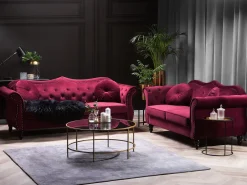 Sohvat<Beliani Samettinen Punainen Sohvasetti Skien