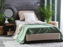 Sängyt<Beliani Sanky Kangas Beige 90 X 200 Cm Roanne