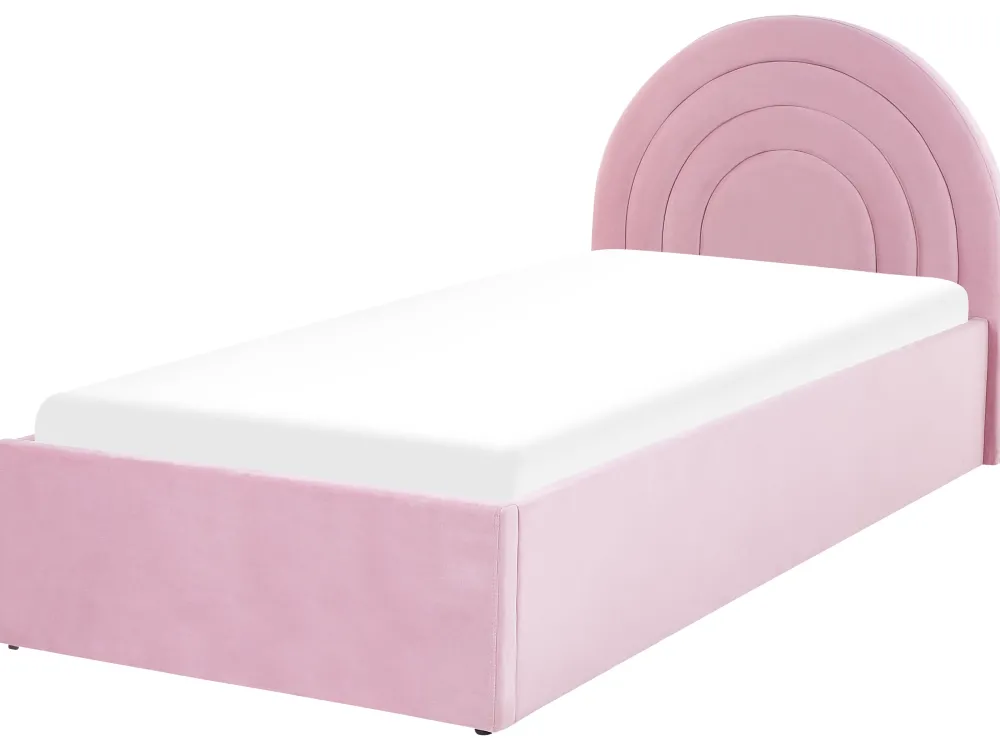 Lastenhuone<Beliani Sanky Sametti Säilytystila Vaaleanpunainen 90 X 200 Cm Anet
