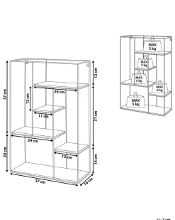Säilytys<Beliani Seinahylly Metalli 5 Hyllya Musta/Vaalea Puu Laurel