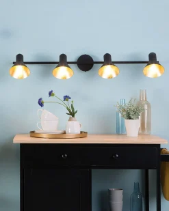 New Beliani Seinavalaisin 4 Polttimoa Metalli Musta/Kulta Mersey