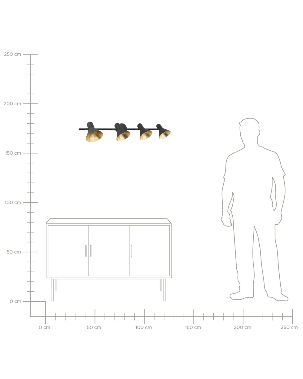 New Beliani Seinavalaisin 4 Polttimoa Metalli Musta/Kulta Mersey
