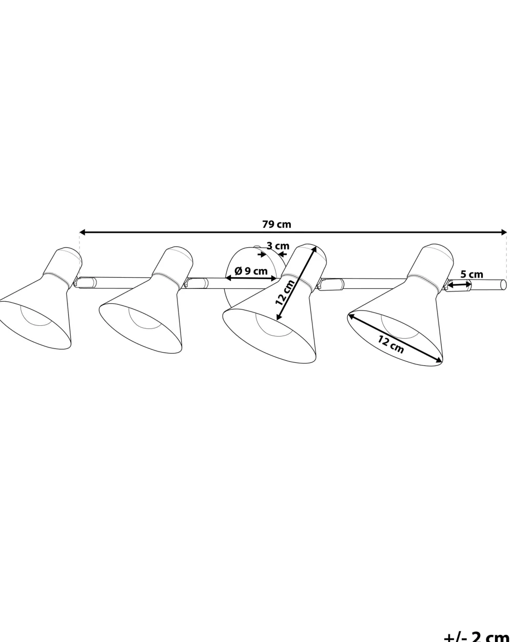 New Beliani Seinavalaisin 4 Polttimoa Metalli Musta/Kulta Mersey