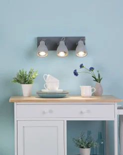 Cheap Beliani Seinavalaisin 3 Polttimoa Betoni Vaaleanharmaa Mistago