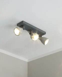 Cheap Beliani Seinavalaisin 3 Polttimoa Betoni Vaaleanharmaa Mistago