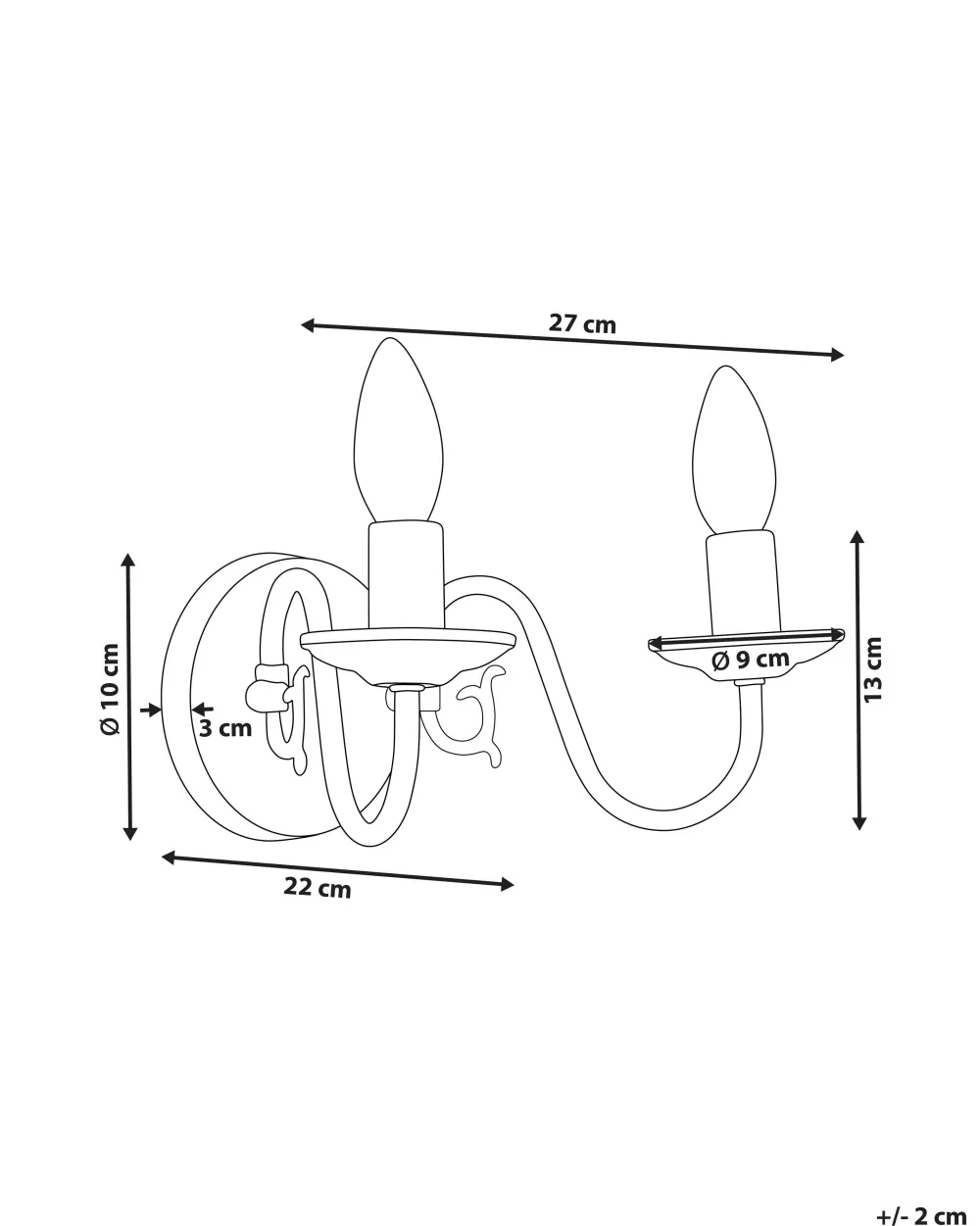 Store Beliani Seinavalaisin 2 Polttimoa Rauta Valkoinen Brithon
