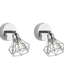 Valaisimet<Beliani Seinavalaisin Metalli Hopea 2 Kpl Erma