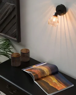 Store Beliani Seinavalaisin Metalli Musta/Kupari 2 Kpl Volga