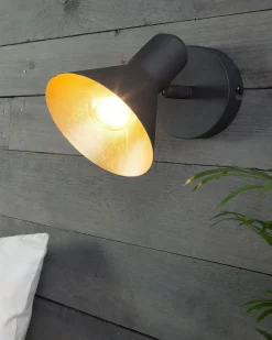 Valaisimet<Beliani Seinavalaisin Metalli Musta/Kulta 2 Kpl Mersey I