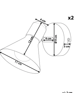 Valaisimet<Beliani Seinavalaisin Metalli Musta/Kulta 2 Kpl Mersey I
