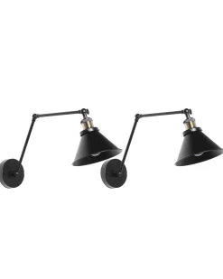 Valaisimet<Beliani Seinavalaisin Metalli Musta 2 Kpl Narva