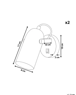 Valaisimet<Beliani Seinavalaisin Metalli Musta 2 Kpl Tyria