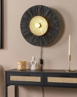 Fashion Beliani Seinavalaisin Paperi/Rottinki Musta Yaapi