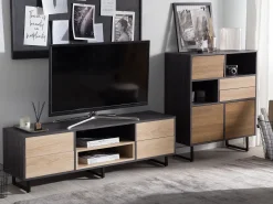 Best Sale Beliani Senkki 2 Laatikkoa 3 Ovea Tumma Puu Maine