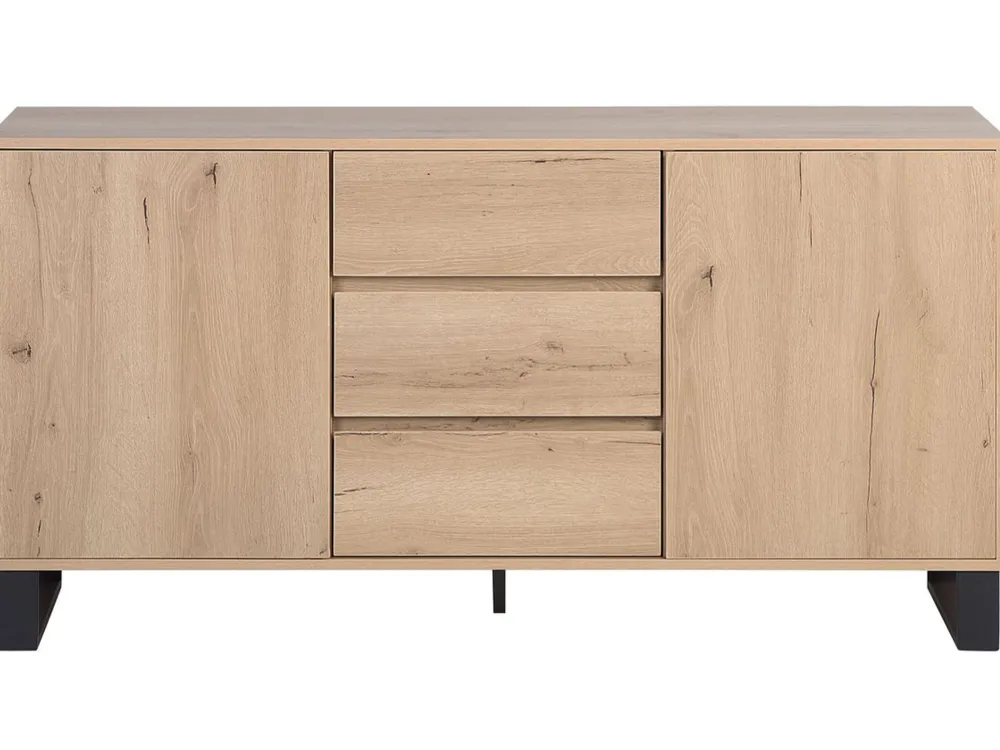 Säilytys<Beliani Senkki 3 Laatikkoa 2 Ovea Vaalea Puu Elda