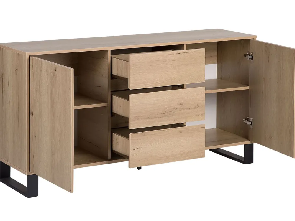 Säilytys<Beliani Senkki 3 Laatikkoa 2 Ovea Vaalea Puu Elda