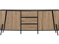 Säilytys<Beliani Senkki 3 Laatikkoa 2 Ovea Vaalea Puu/Musta Blackpool