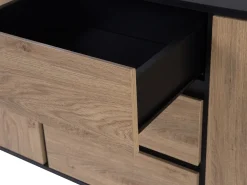 Säilytys<Beliani Senkki 3 Laatikkoa 2 Ovea Vaalea Puu/Musta Blackpool