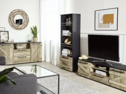 Best Sale Beliani Senkki 2 Laatikkoa 2 Ovea Vaalea Puu/Musta Salter