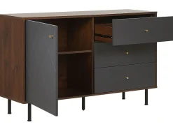 Store Beliani Senkki 3 Laatikkoa Kaappi Tumma Puu/Harmaa Palmer