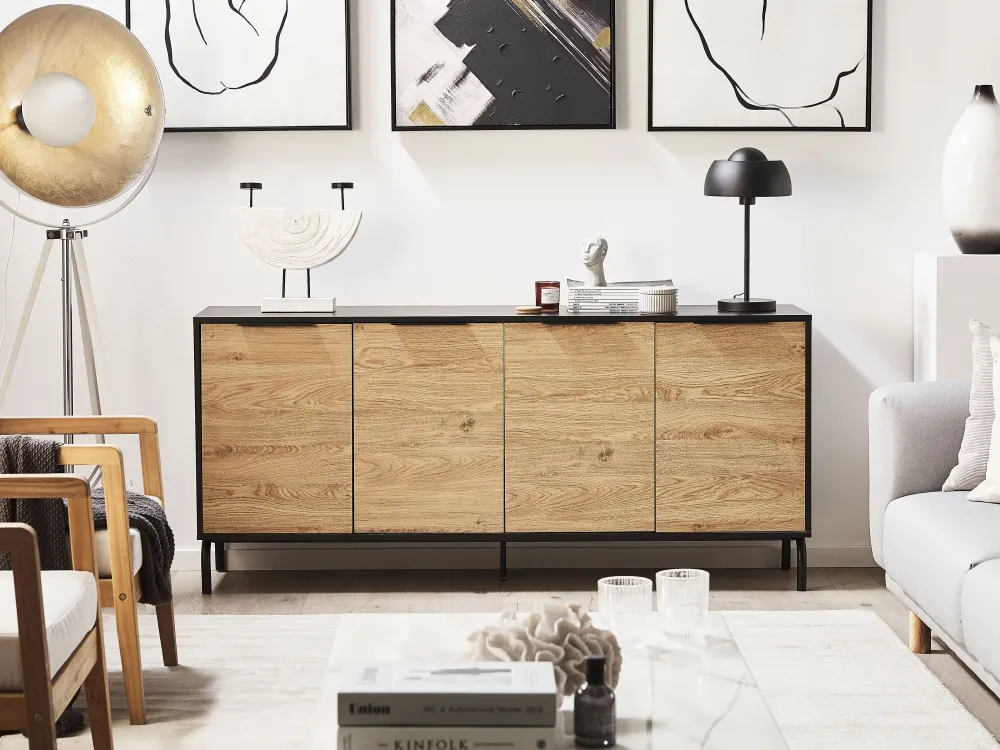 Clearance Beliani Senkki 4 Ovea 4 Hyllya Musta/Vaalea Puu Arkley