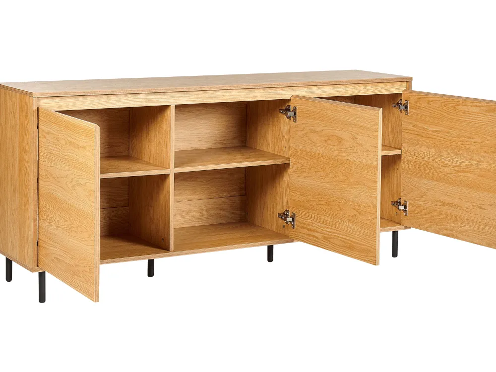 Säilytys<Beliani Senkki 3 Ovea 6 Hyllya Vaalea Puu/Musta Nikea