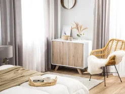 Discount Beliani Senkki 2 Ovea 4 Hyllya Valkoinen/Vaalea Puu Milo