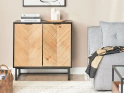 Säilytys<Beliani Senkki 2 Ovea Musta/Vaalea Puu Alaska