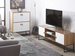 Online Beliani Senkki 4 Ovea Vaalea Puu/Valkoinen Nueva