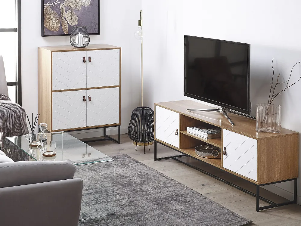 Online Beliani Senkki 4 Ovea Vaalea Puu/Valkoinen Nueva