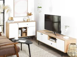 Säilytys<Beliani Senkki Laatikko 2 Ovea Vaalea Puu/Valkoinen Itaca