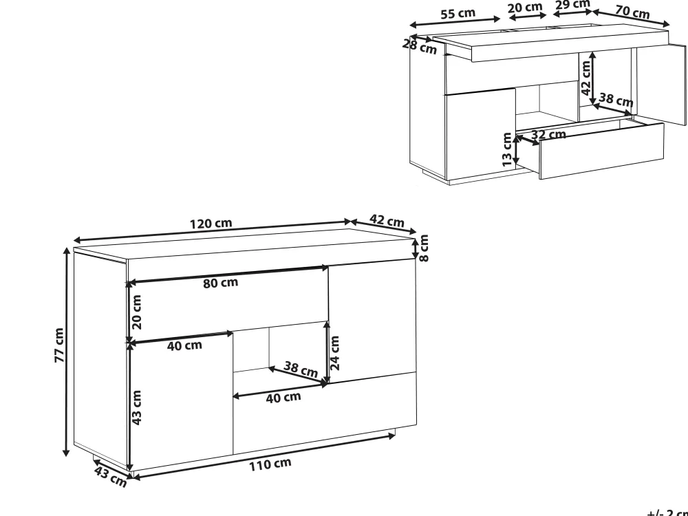 Outlet Beliani Senkki/Tyopoyta 2 Laatikkoa 2 Ovea Valkoinen Goran