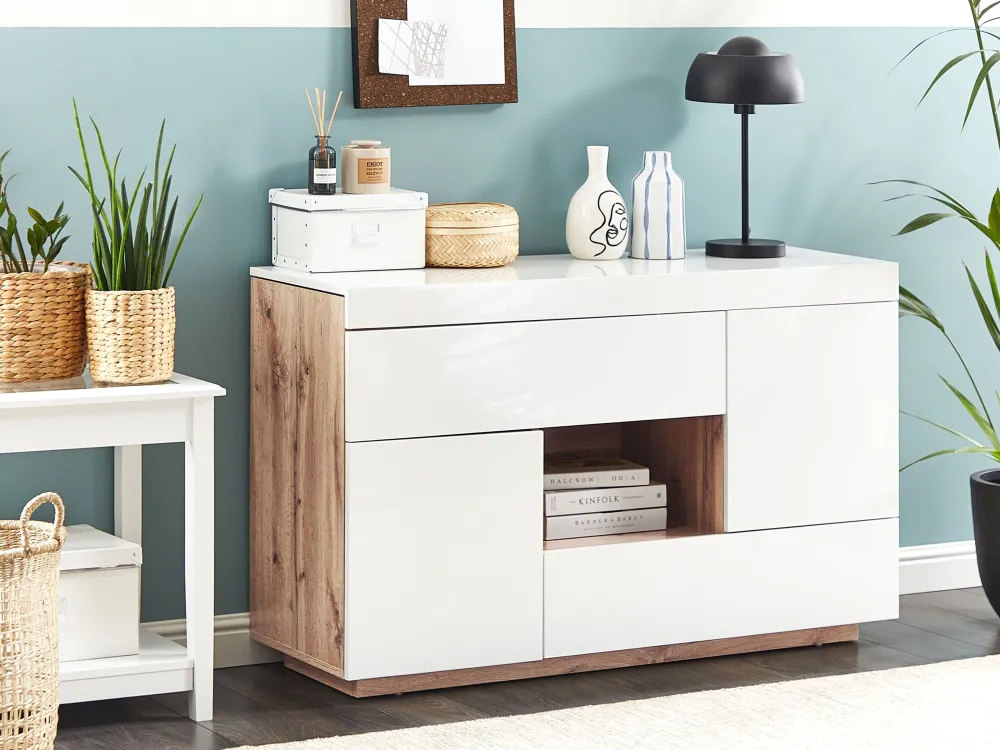 Outlet Beliani Senkki/Tyopoyta 2 Laatikkoa 2 Ovea Valkoinen Goran