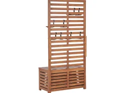 Cheap Beliani Säilytyspenkki Seinapaneelilla Vaalea Akasiapuu 4 Hyllya Matino