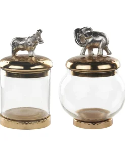 Säilytys<Beliani Säilytyspurkki Alumiini/Lasi Kulta/Hopea 2 Kpl Laki