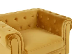 Sohvat<Beliani Sinapinkeltainen Samettiverhoiltu Sohvaryhma Chesterfield