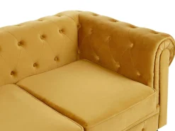 Sohvat<Beliani Sinapinkeltainen Samettiverhoiltu Sohvaryhma Chesterfield