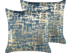 Tekstiilit<Beliani Sininen Koristetyynysetti Kultaisella Kuviolla 2 Kpl 45 X 45 Cm Gardenia