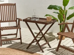 Pöydät<Beliani Sivupoyta Akaasia Tumma Puu Amantea