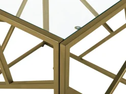 Pöydät<Beliani Sivupoyta Lasitasolla Metalli Kulta Orland