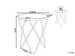 Clearance Beliani Sivupoyta Lasitasolla Metalli Valkoinen/Hopea Meridian Ii