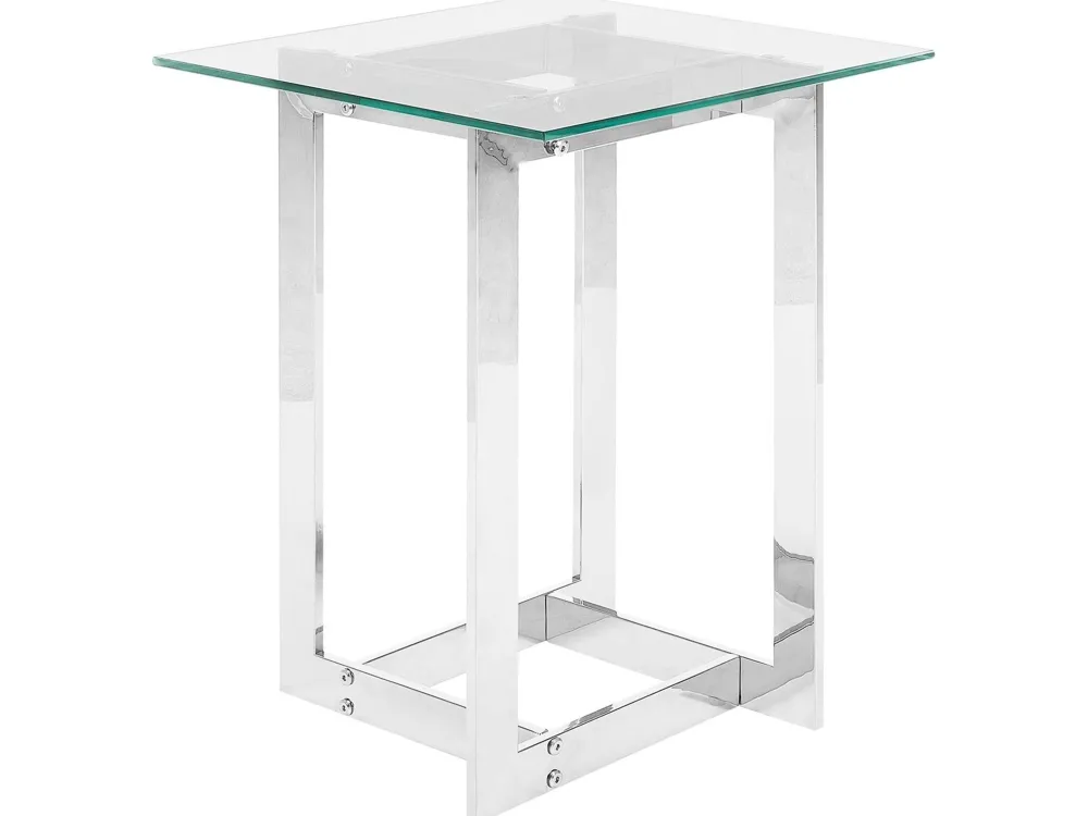 Pöydät<Beliani Sivupoyta Lasitasolla Rosteri Hopea Crystal