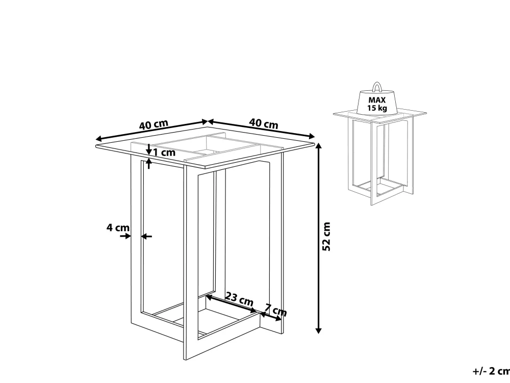 Pöydät<Beliani Sivupoyta Lasitasolla Rosteri Hopea Crystal