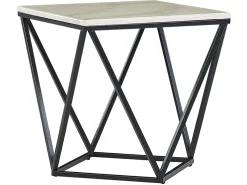 Pöydät<Beliani Sivupoyta Marmorikuvio Beige/Musta Malibu