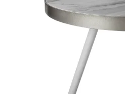 Shop Beliani Sivupoyta Marmorikuvio Valkoinen/Hopea Ramona