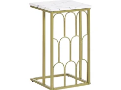 Pöydät<Beliani Sivupoyta Marmorikuvio Valkoinen/Kulta Pandale