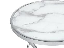 Pöydät<Beliani Sivupoyta Metalli Marmorikuvio Valkoinen/Hopea Meridian Ii