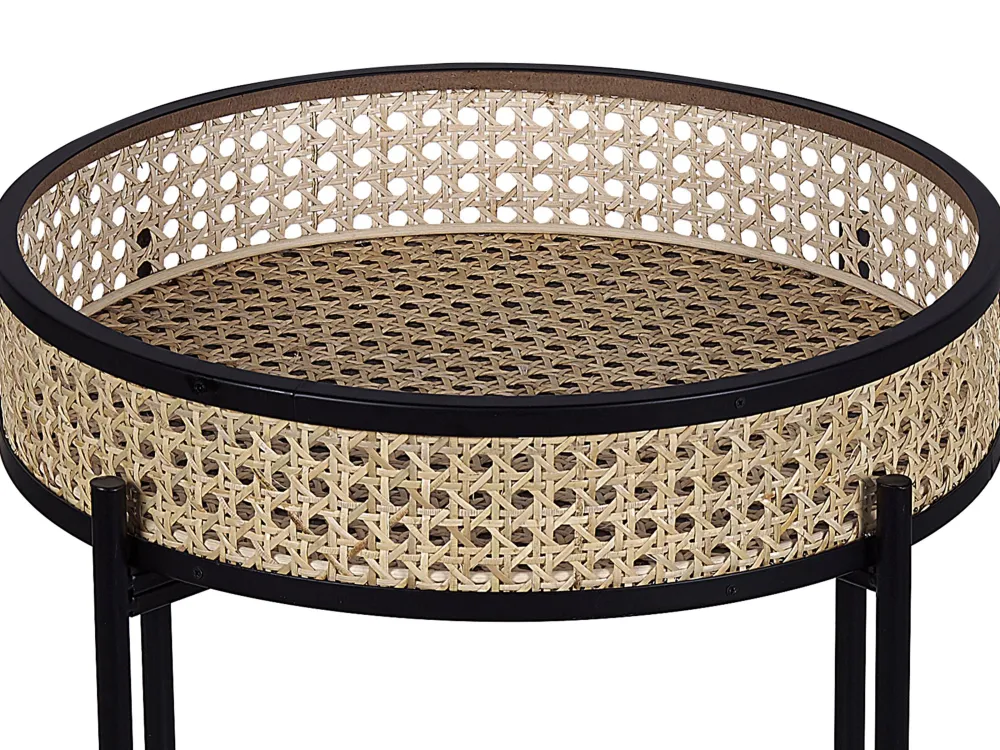 Pöydät<Beliani Sivupoyta Metalli Musta/Luonnonvari Vienna