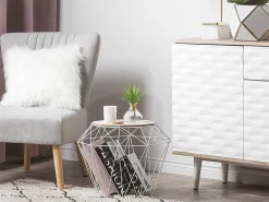 Pöydät<Beliani Sivupoyta Metalli Säilytystila Valkoinen Elida