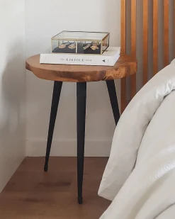 Outlet Beliani Sivupoyta Tiikki Tumma Puu/Musta Detah